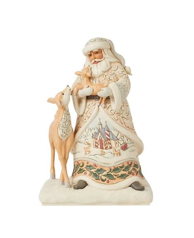Jim Shore White Woodland Santa Holding Fawn Figurine