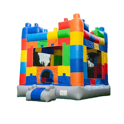 HeroKiddo Block Party Bounce House Commercial Grade for Kids and Adults (with Blower), Basketball Hoop, Outdoor Indoor, Birthday Party, Rental Quality