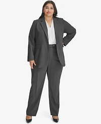 Calvin Klein Plus Pinstriped One-Button Jacket