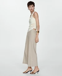 Mango Women's Wide Leg Linen Pants