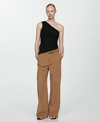 Mango Women's Wide Leg Lyocell Pants