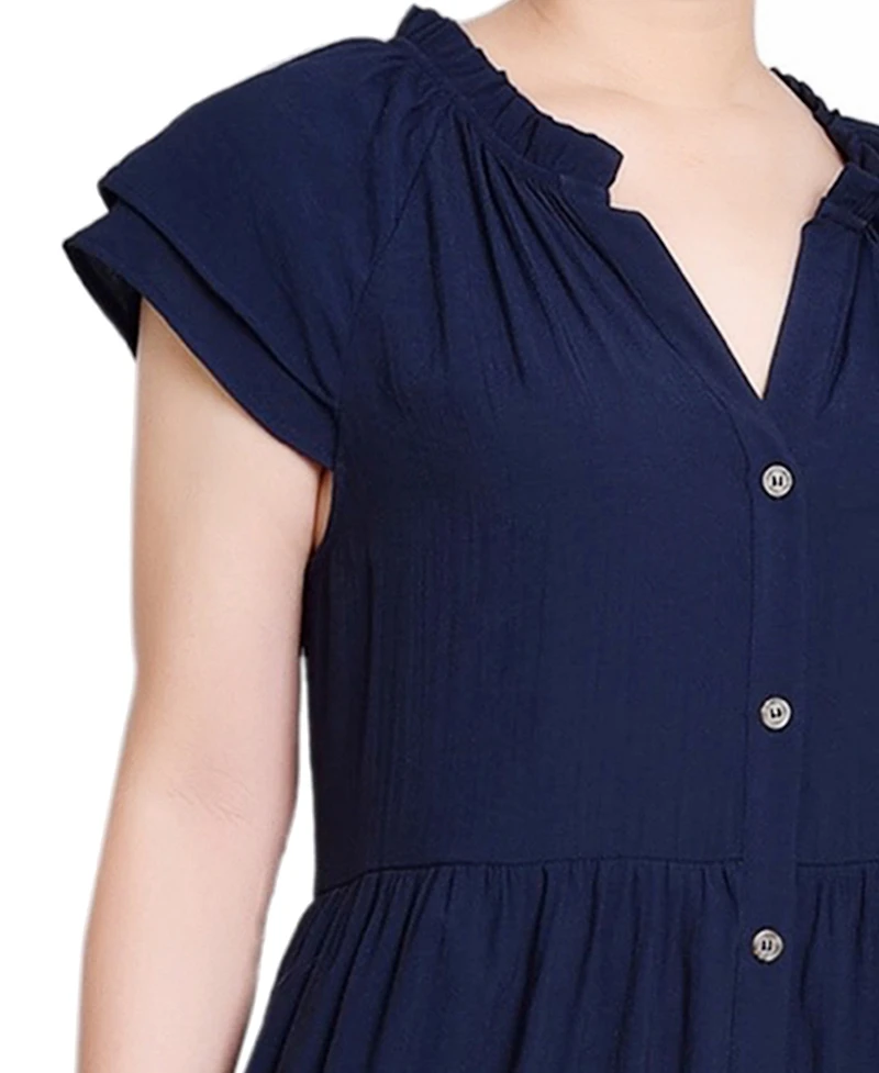 Ny Collection Short Sleeve Slubbed Midi Dress