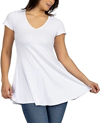 24seven Comfort Apparel Women's Short Sleeve Loose Fit Tunic Top
