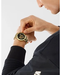 Plein Sport Men's Iron Tiger 3 Hand Quartz Ip Yellow Gold Bracelet 44mm