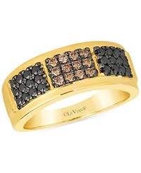Le Vian Chocolatier Men's Chocolate Diamond & Blackberry Diamond Triple Cluster Ring (5/8 ct. t.w.) in 14k Gold