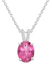 Mystic Topaz (3-5/8 ct. t.w.) & Diamond Accent Oval 18" Pendant Necklace in Sterling Silver (Also in Pink Topaz)