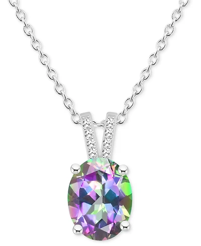 Mystic Topaz (3-5/8 ct. t.w.) & Diamond Accent Oval 18" Pendant Necklace Sterling Silver (Also Pink Topaz)