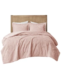 Madison Park Arya Embroidered Medallion Faux Fur 3-Pc. Comforter Set, King/California King
