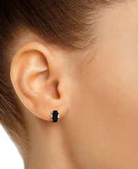 Onyx Oval Solitaire Four Prong Stud Earrings 14k Gold