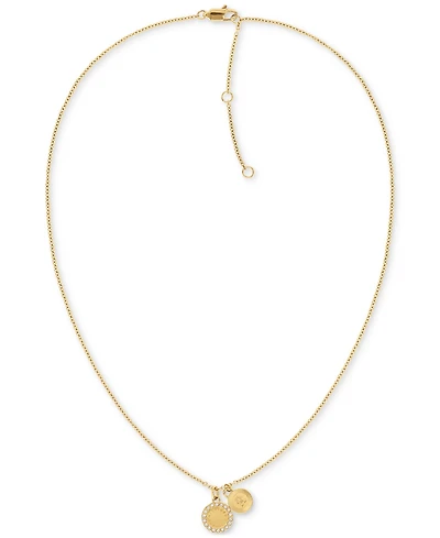 Tommy Hilfiger Gold-Tone Circle Crystal Pendant Necklace, 16" + 2" extender