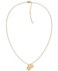 Tommy Hilfiger Gold-Tone Circle Crystal Pendant Necklace, 16" + 2" extender