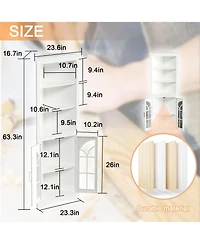 Mondawe 63.3inch White Corner Storage Cabinet Tall Freestanding Bookcase with Doors&Adjustable Shelves