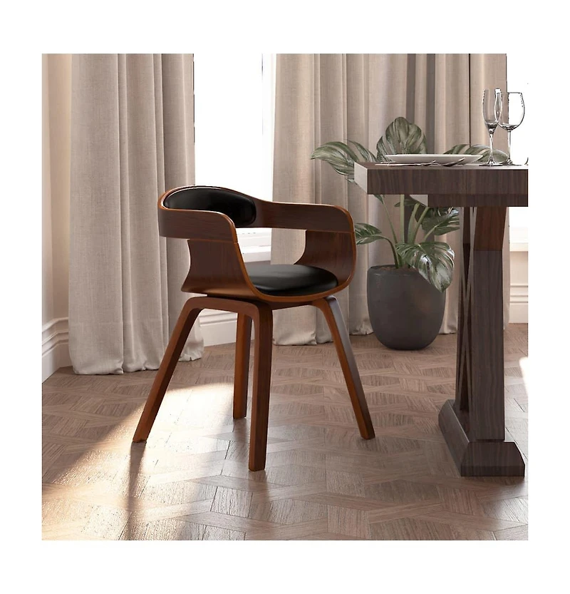 Dining Chair Black Bentwood and Faux Leather