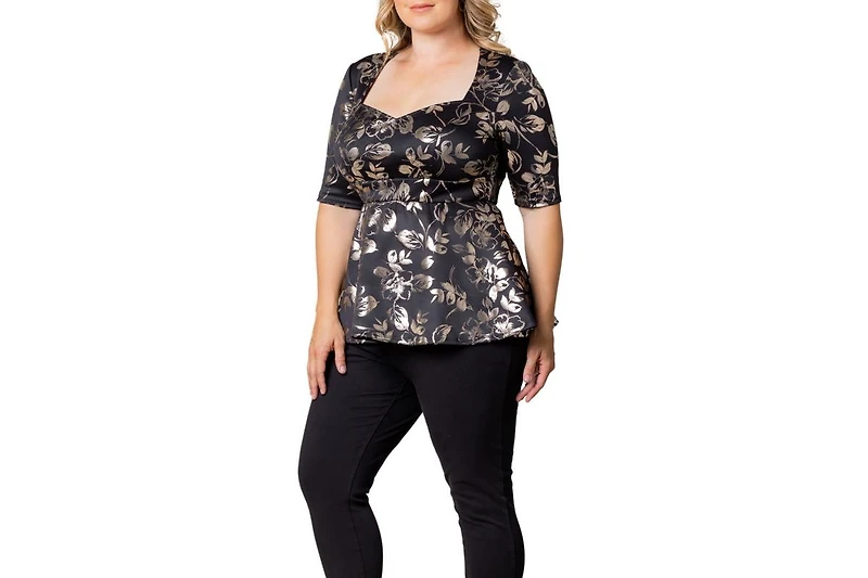 Kiyonna Plus Size Cherished Sweetheart Peplum Top