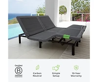 Cariloha Resort Adjustable Mattress Base | Queen | 6" X 9" X 12" | White | Viscose Material | Back, Head & Leg Adjustments, Adjustable Height, Wireles