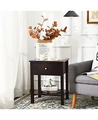 Sugift Nightstand End Table with Drawer and Shelf