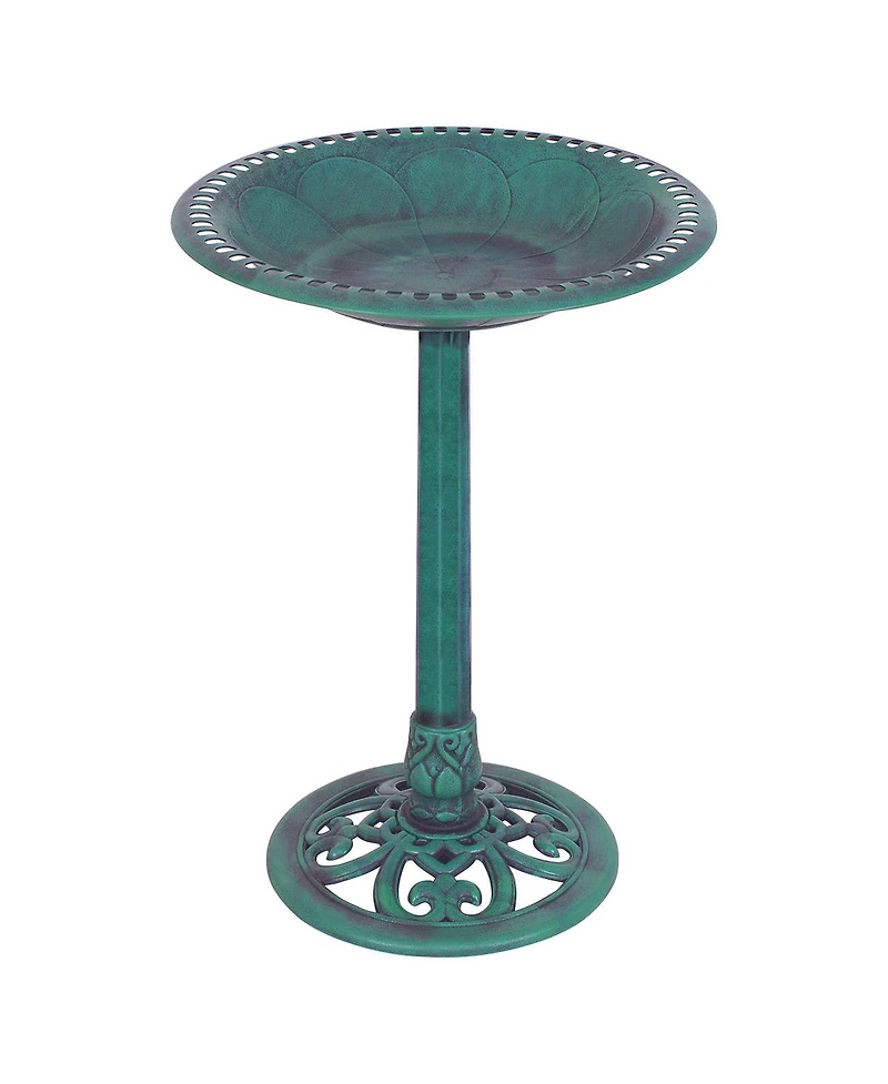 Slickblue Outdoor Garden Green Pedestal Bird Bath Feeder