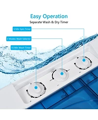 Gymax Portable Semi-automatic Washing Machine 26 lbs Twin Tub Laundry Washer Blue