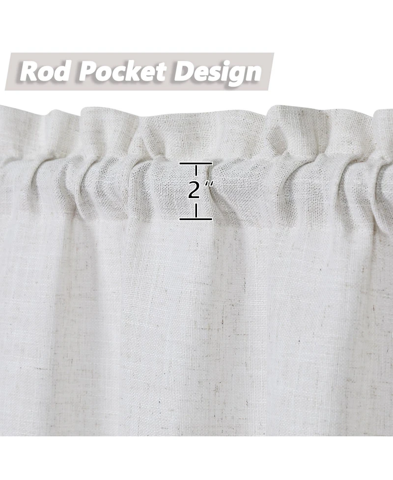 Caromio Linen Blend Kitchen Tier Window Curtain Pair, 52" x 45"
