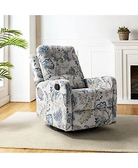 Hulala Home Arlette Transitional Swivel Recliner with Metal Base