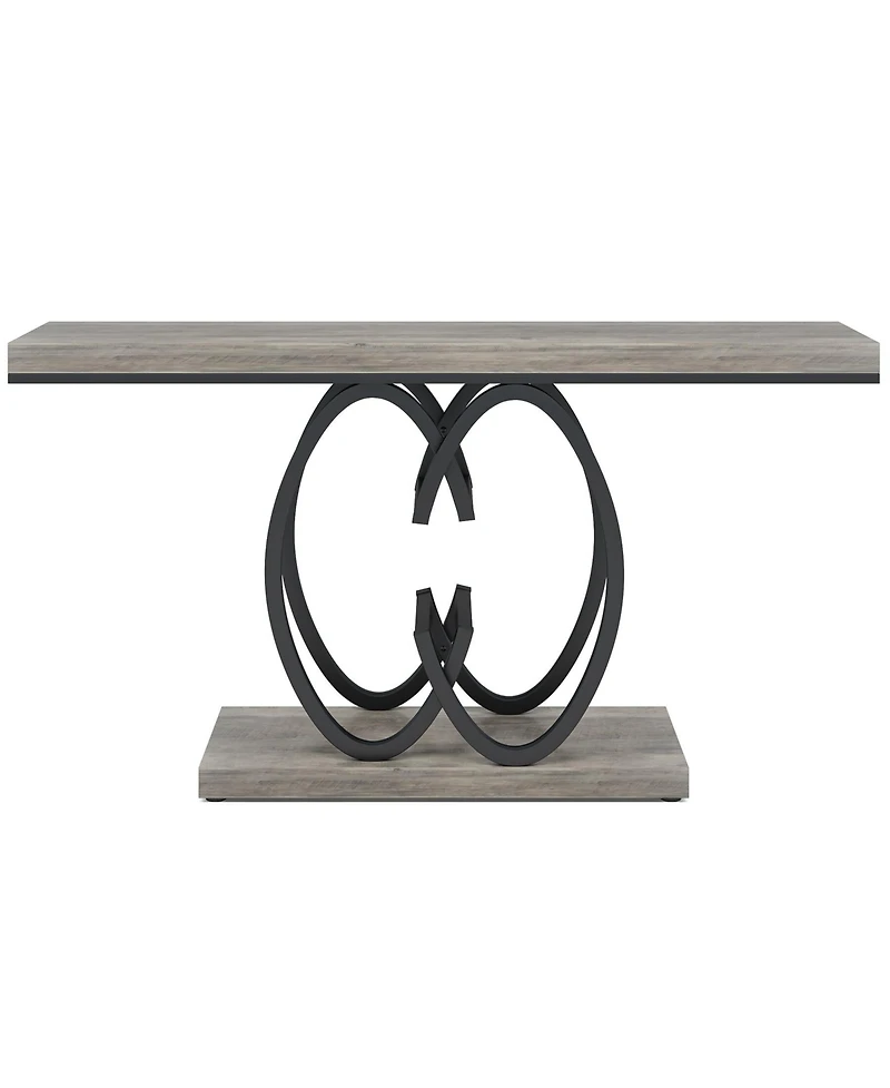 Tribesigns 55 Inch Console Table, Faux Marble Gold Entryway Table with Geometric Metal Base, Modern Narrow Sofa Accent Table (White & Gold)