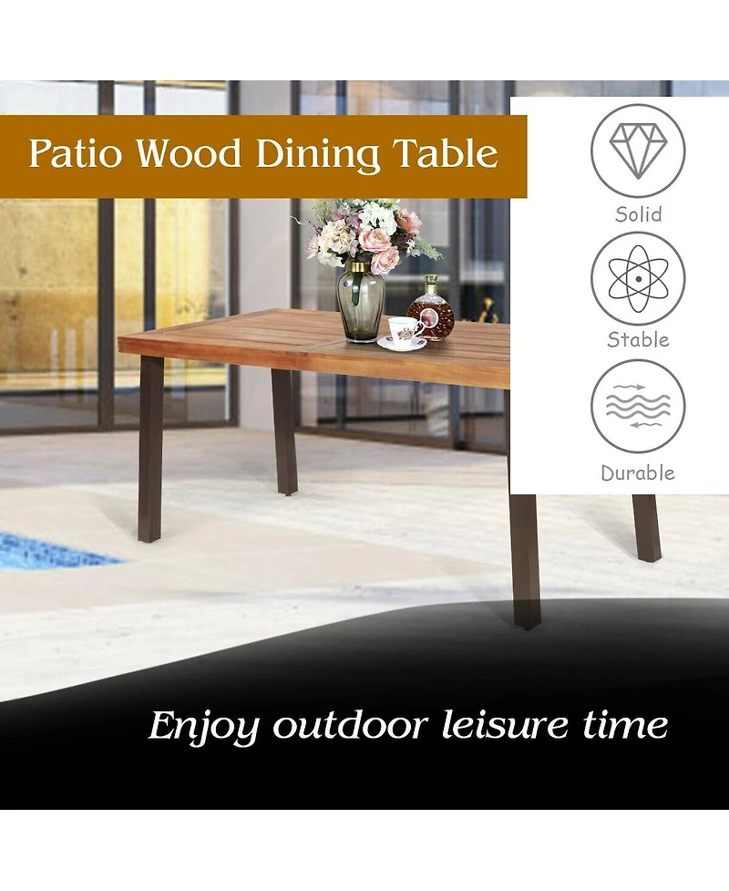 Sugift Rectangular Acacia Wood Rustic Dining Furniture Table