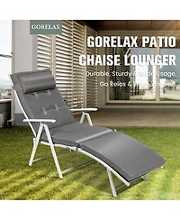 Inolait Adjustable Outdoor Lightweight Folding Chaise Lounge Chair with Pillow-Grey