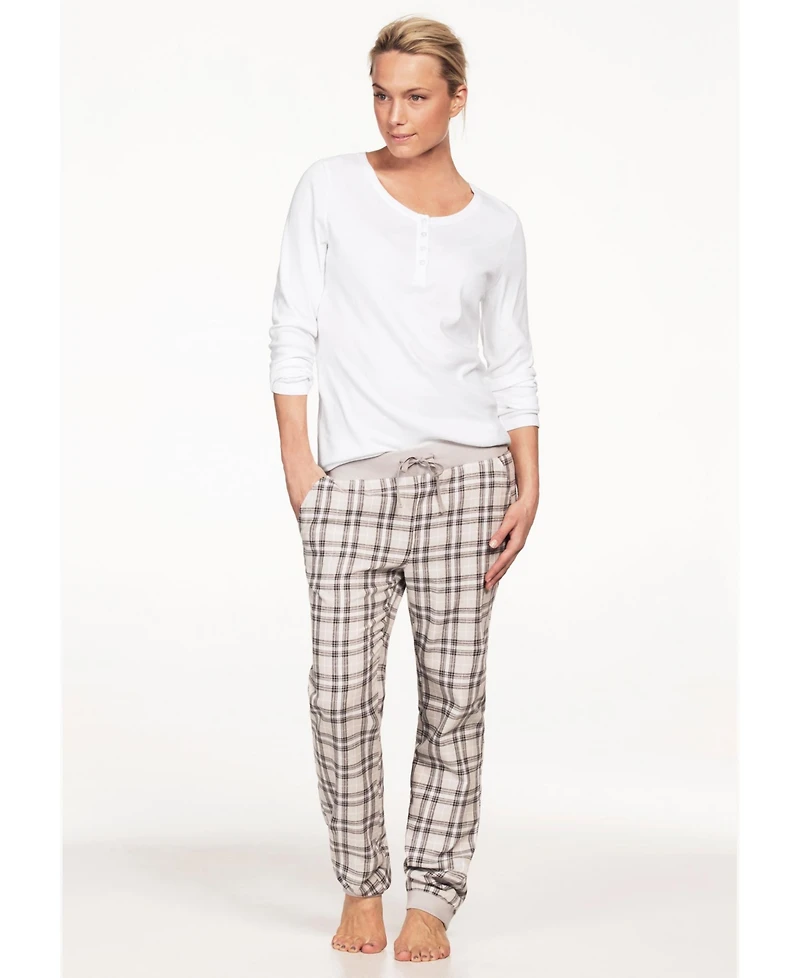 ellos Women's Plus Long Sleeve Henley Sleep Tee