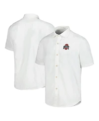 Tommy Bahama Men's White Ohio State Buckeyes Coconut Point Palm Vista IslandZone Camp Button-Up Shirt