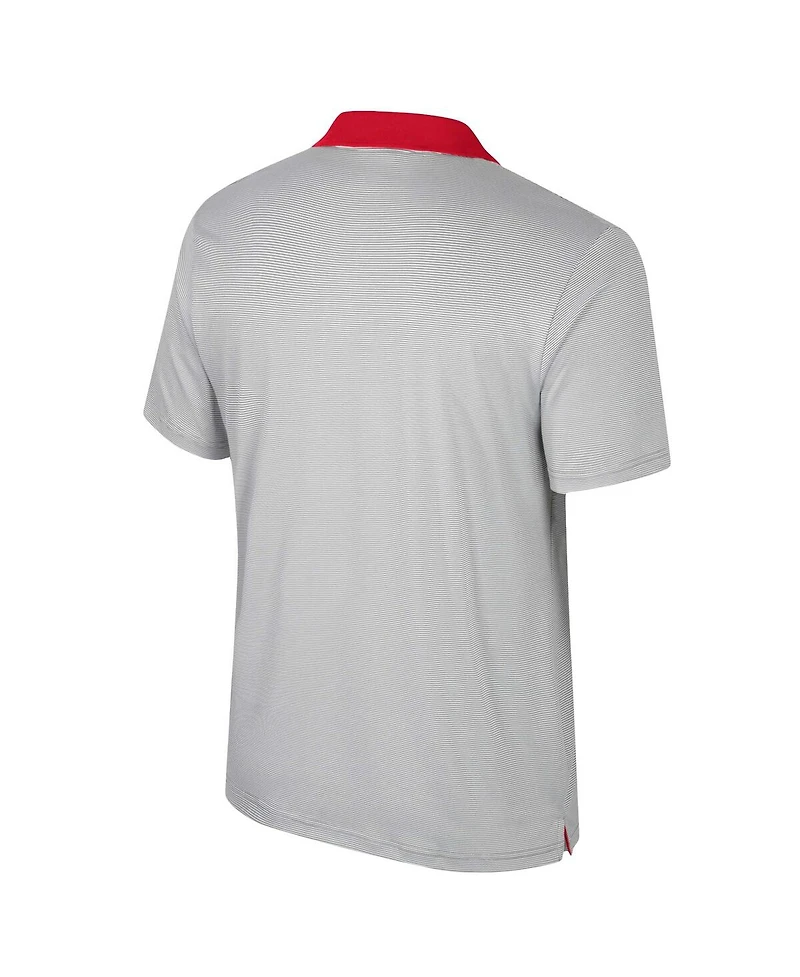 Colosseum Men's Gray Wisconsin Badgers Tuck Striped Polo Shirt