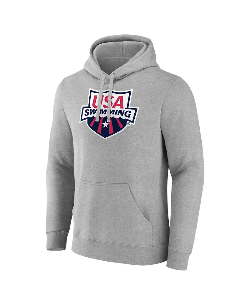 Fanatics Men's Heather Gray Usa Swimming Logo Pullover Hoodie
