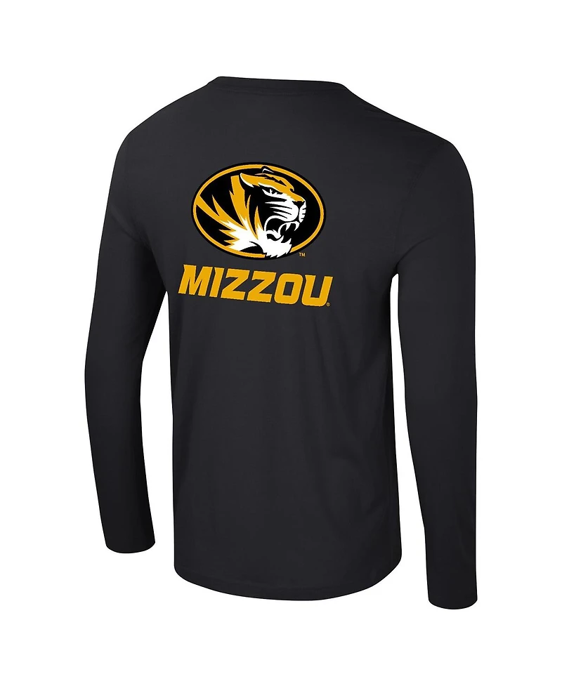 Colosseum Men's Black Missouri Tigers Logo Lockup 3-Hit Active Blend Long Sleeve T-Shirt