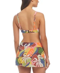 Bleu By Rod Beattie Womens Printed Underwired Bikini Top Draped Skirted Hipster Bottoms