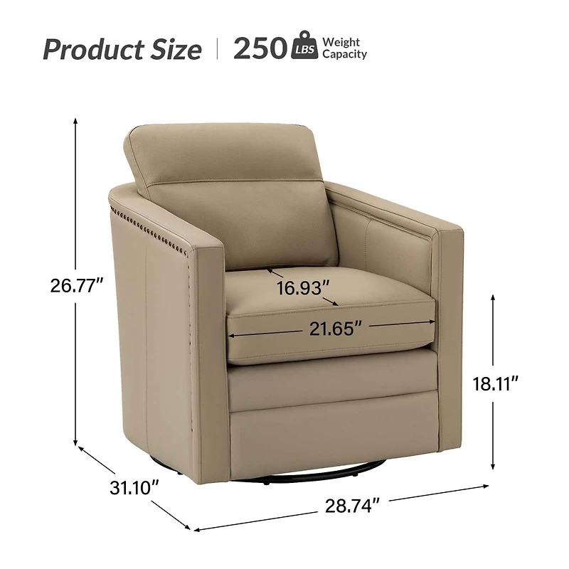 Hulala Home Jorge Contemporary Classic 28.74'' Wide Genuine Leather Swivel Chair