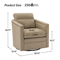 Hulala Home Jorge Contemporary Classic 28.74'' Wide Genuine Leather Swivel Chair