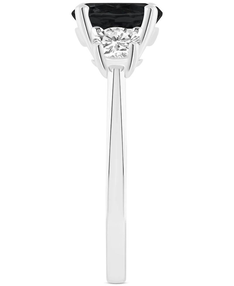 Onyx & White Topaz (5/8 ct. t.w.) Three Stone Ring Sterling Silver