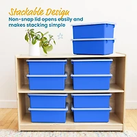 ECR4Kids Cubby Storage Bin with Lid, Blue, 10-Piece