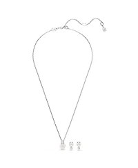 Swarovski Crystal Pearl, Round Cut, White, Rhodium Plated Matrix Set