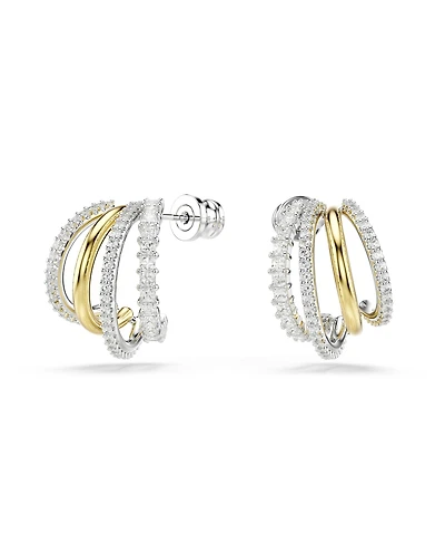 Swarovski Mixed Cuts, Mini, White, Mixed Metal Finish Hyperbola Hoop Earrings