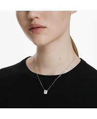 Swarovski Stilla Pendant, Octagon Cut, White, Rhodium Plated Necklace