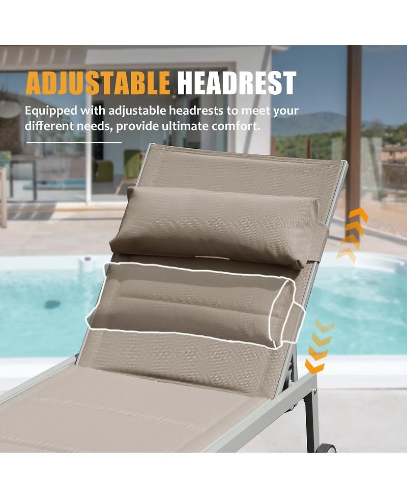Simplie Fun Premium Textilene Chaise Lounge Adjustable, Breathable, Rust-Resistant