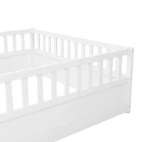 Streamdale Montessori Floor Bed Frame with High Barrier and Door
