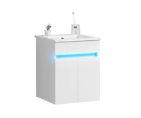 Modern Bathroom Vanity with Ceramic Sink and Automatic Lighting