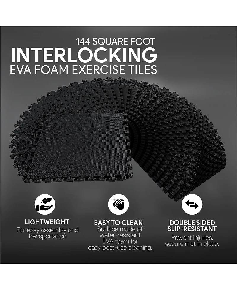 BalanceFrom Fitness 144 Sq Ft Interlocking Eva Foam Exercise Mat Tiles