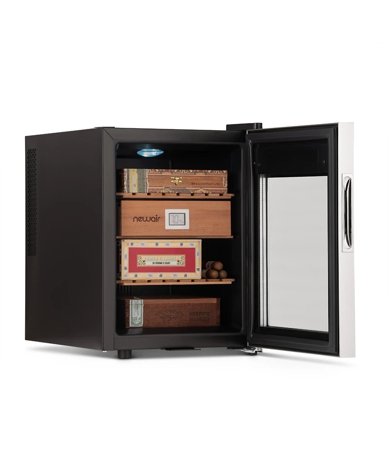 Newair 250 Count Electric Cigar Humidor Wineador in Stainless Steel, Thermoelectric Cooling with Precision Digital Temperature Controls