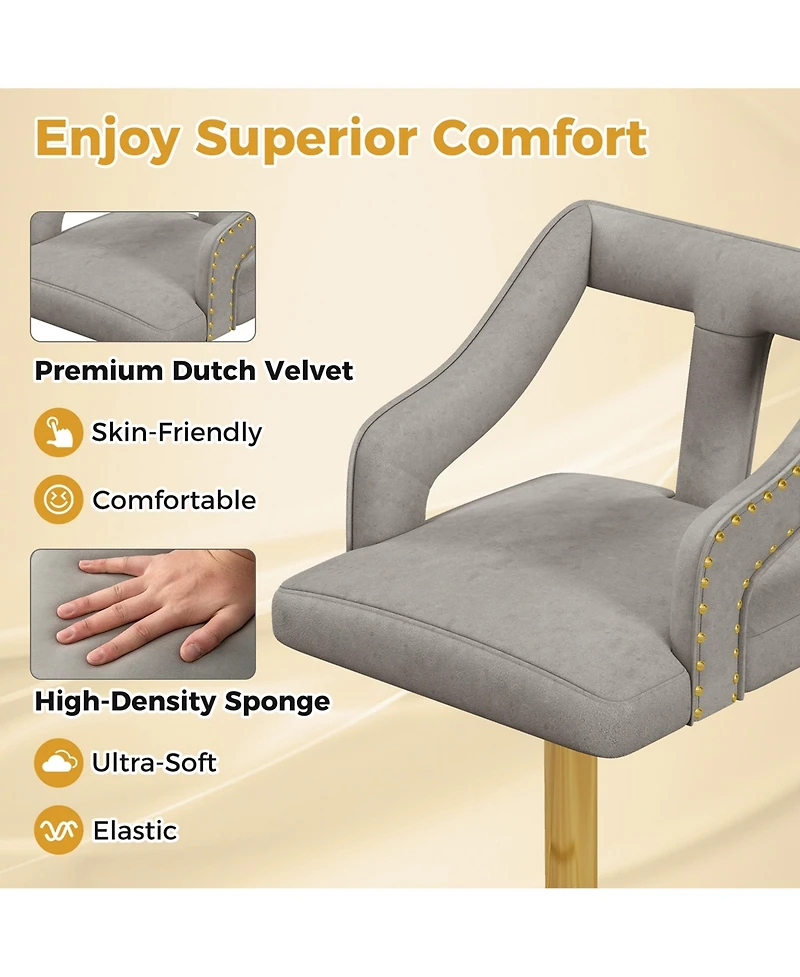 Set of 2 Swivel Bar Stool with Footrest