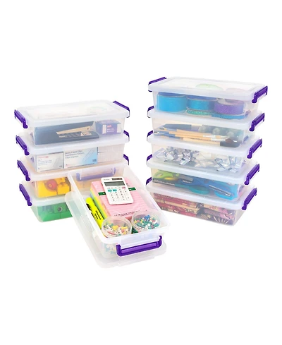 Iris Usa 10 Pack 2.7 Qt. Storage Bin with Secure Buckle-up Lid, Stackable, for Stationeries, Crafts, Toys, and Small Parts, Organization Solutions for