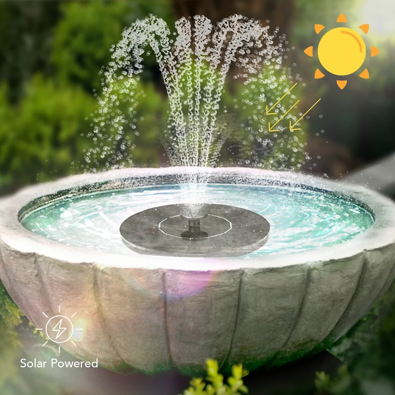 Dartwood Solar Bird Bath and Water Fountain with 4 Different Nozzle Heads - Perfect for Bird Baths and Small Ponds