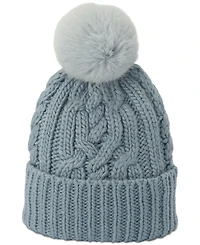 Michael Michael Kors Soft Knit Tangled Aran Cuff Pom Beanie