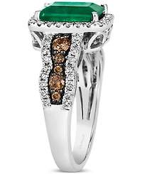 Le Vian Costa Smeralda Emerald (1-5/8 ct. t.w.) & Diamond (3/4 ct. t.w.) Halo Scalloped Edge Ring in 14k White Gold